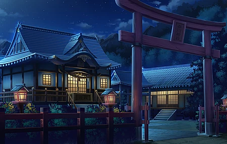 建筑 国风 黑暗 天空 日落 水 云 AI艺术 动漫 手机壁纸 4268×2401