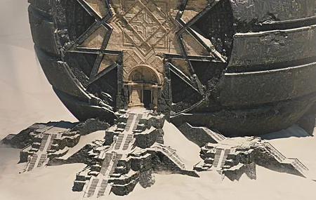 超清AI艺术 插图 寺庙 废墟 古代 科幻小说 建筑 沙漠 壁纸 6000×3074