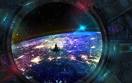 绚丽太空 地球 恒星 桌面壁纸 5000×2870