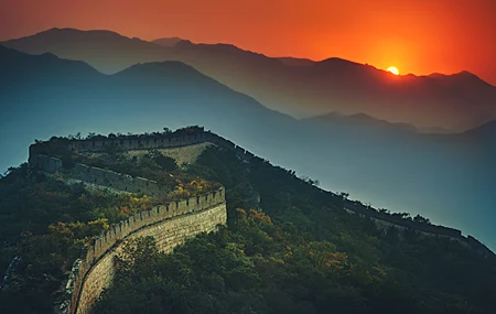 绚丽风景 长城 夕阳 山顶 自然 桌面壁纸 3840×2160
