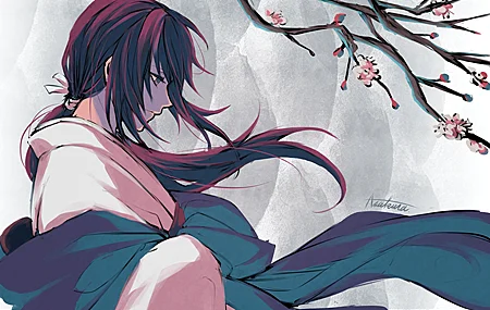 长发 动漫 女孩 简单背景 武士 壁纸 4093×2894