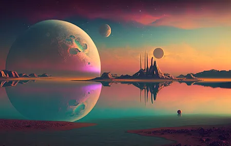 艺术 插图 科幻 行星 水 无水印壁纸 4579×2616