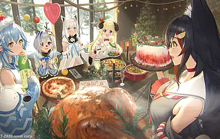 圣诞节 圣诞树 女孩 节日 星星 火鸡 晚餐 壁纸 4546×2557