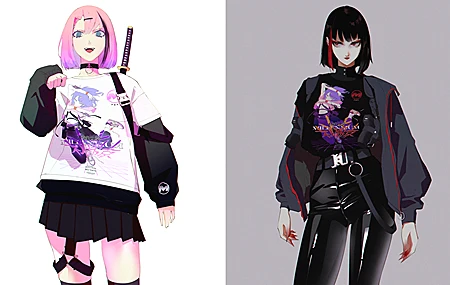 热门粉色头发 蓝色眼睛 红色眼睛 原创人物 动漫 动漫女孩 AI艺术 黑发 项链 剑 夹克 长袖 裙子 大腿高 红色口红 枪 皮套 腰带 高清壁纸 3840×2160