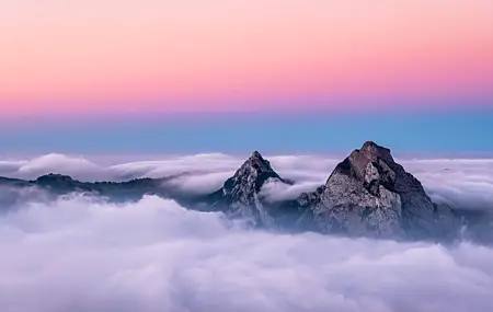 经典紫色天空 自然 山脉 云 风景 无水印壁纸 5000×3333