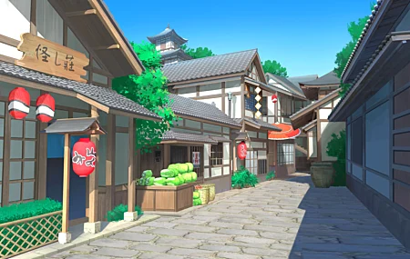 AI艺术 街道 灯笼 风景 桌面壁纸 8000×4500