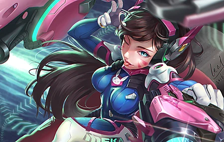 舌头 长发 蓝眼睛 黑发 女孩 枪 守望先锋 武器 AI艺术 无水印壁纸 3840×2160