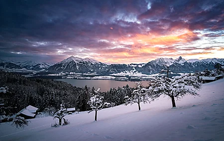 绚丽自然 冬天 山脉 寒冷 风景 雪峰 雪山 手机壁纸 3840×2160