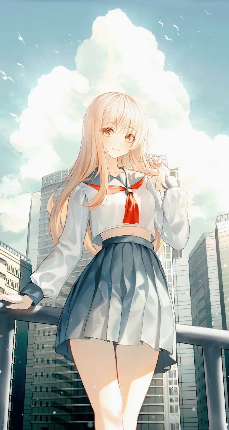热门金发 动漫 女孩 校服 手机 高清壁纸 4563×8405