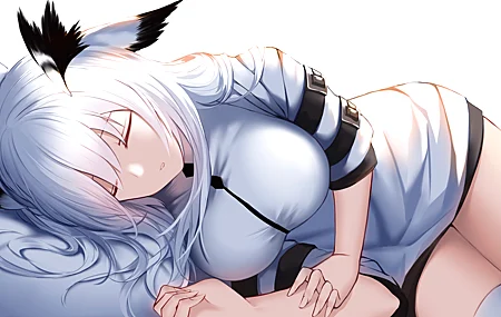 长发 白色头发 动漫 女孩 AI艺术 肖像 简单背景 明日方舟 4K壁纸 5150×2894