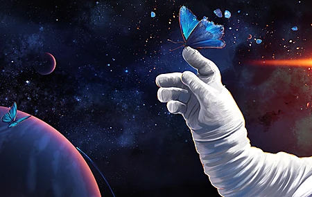 宇航员 太空 行星 壁纸 7680×2160