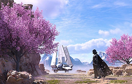 绝美达斯 星球大战 群山 樱桃树 AI艺术 壁纸 3840×2160