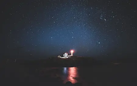 灯塔 大海 星夜 灯光 壁纸 5850×4000