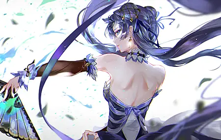 蓝眼睛 背 紫色头发 史诗七号 动漫 女孩 壁纸 3900×2281