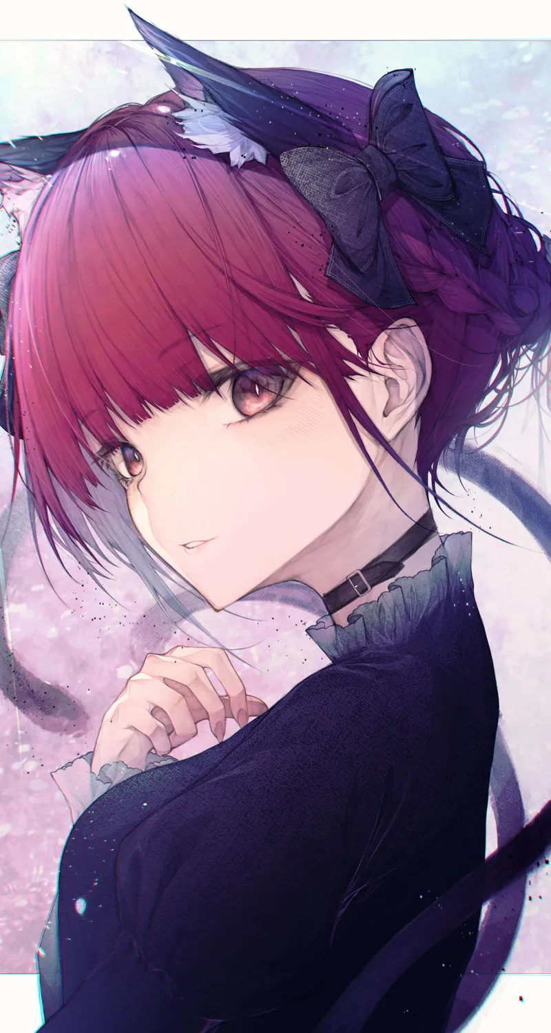 精选红眼睛 红头发 女孩 动漫 棕色眼睛 兽耳 手机 手机壁纸 3939×4901
