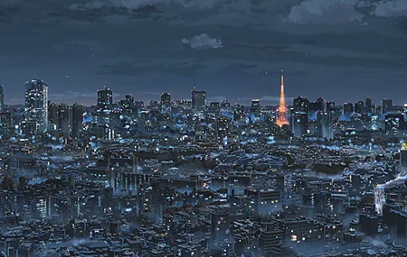 绚丽动漫 城市 夜景 楼房 霓虹灯 塔 4K壁纸 3840×2160