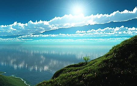 精选云 田野 自然 风景 水 草 天空 壁纸 3840×2400