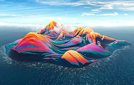 精选岛屿 抽象 彩虹色 AI艺术 高清壁纸 5120×2880