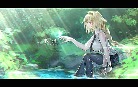 裸肩 大腿 头发 弯腰 刘海 长发 曲线 蓝眼睛 个人资料 微笑 金发 动漫 女孩 迷你裙 领带 手表 法式辫子 黑色丝袜 森林 河流 4K壁纸 4409×2480