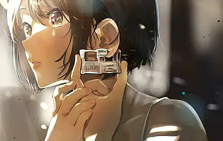 原创 人物 眼泪 短发 动漫 女孩 耳洞 桌面壁纸 4092×3100