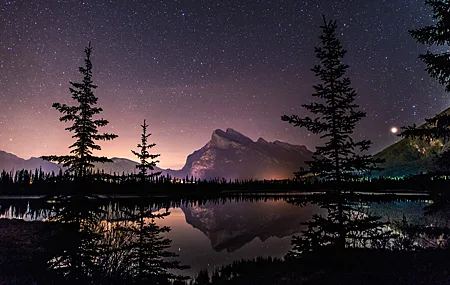 高清风景 星夜 湖 暮色 夜 手机壁纸 5120×2880