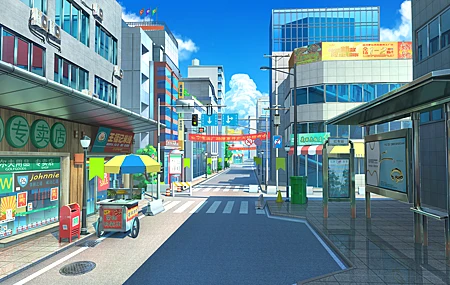 超清AI艺术 道路 建筑 商店 日光 风景 手机壁纸 5000×2813