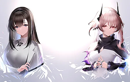 绚丽动漫 女孩 白色背景 长发 无水印壁纸 4000×2250