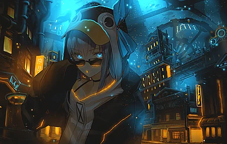 女性 幻想女孩 动漫 女孩 AI艺术 编辑 服装 环境 大气 建筑 水下 灯光 黄昏 黑暗 摩天大楼 动物 无水印壁纸 3840×2160