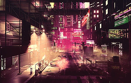 夜晚 未来城市 赛博朋克 科幻 小说 AI艺术 概念艺术 反乌托邦 未来主义 4K高清壁纸 3840×2160