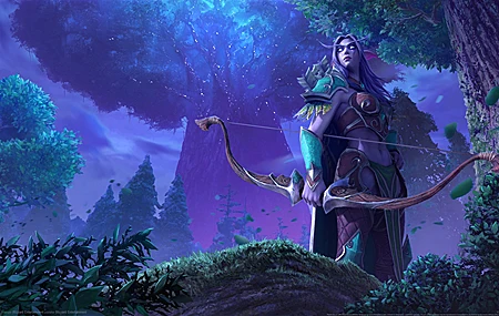 精灵 魔兽争霸 重塑 电子游戏 AI艺术 暗夜精灵 弓 树 手机壁纸 3840×2160