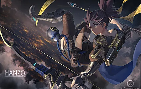 守望 短发 动漫 女孩 盔甲 服装 武器 弓 4K高清壁纸 3925×2622