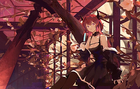 红发 动漫 女孩 明日方舟 角 4K高清壁纸 4067×2877