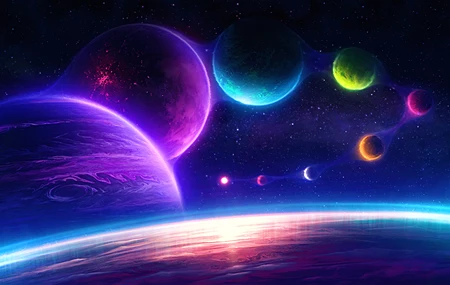 空间艺术 行星 彩色 恒星 气体 巨人 空间 AI艺术 壁纸 3840×2160