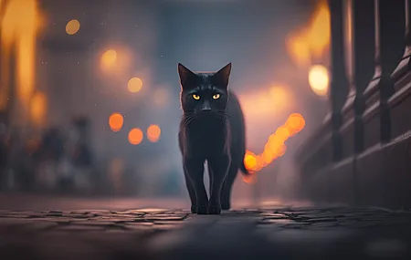 艺术 动物 宠物 猫 插图 黑色 简单背景 4K高清壁纸 4579×2616