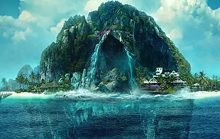 绚丽梦幻岛 岛 自然 房子 树 骷髅 桌面壁纸 3840×2160