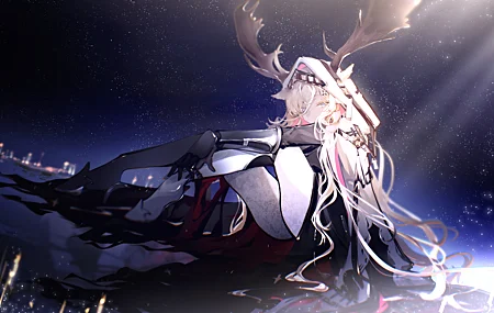长发 动漫 女孩 蜡烛 星星 倒影 神 骑士 壁纸 5698×3319