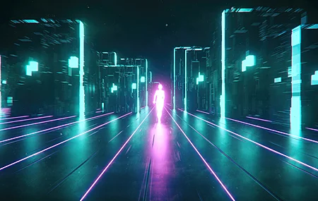 霓虹灯 赛博朋克 深色 数码 粉色 青绿色 无水印壁纸 3840×2160