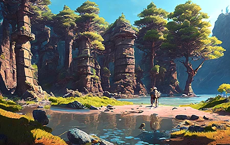 热门艺术 风景 AI艺术 插图 水 自然 树木 高清壁纸 3840×2160