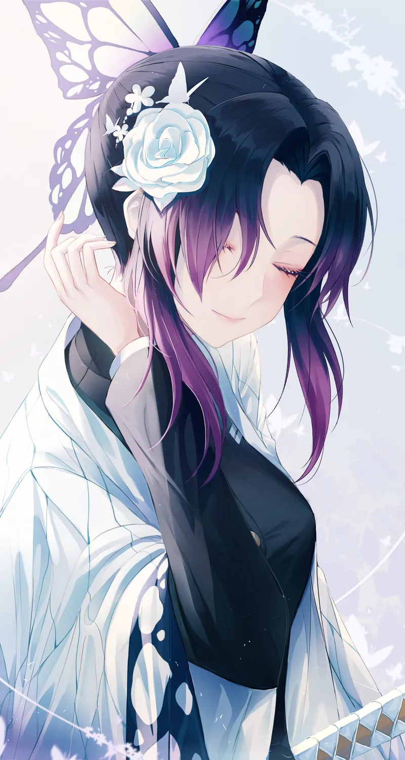 动漫 女孩 AI艺术 鬼灭之刃 蝴蝶 蝶 手机 桌面壁纸 3966×6617
