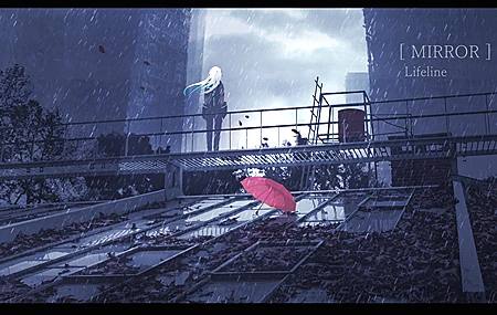 动漫 女孩 雨伞 雨 红伞 白发 4K高清壁纸 4800×2280