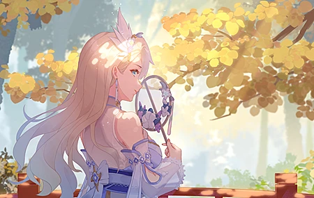 艾琳 蓝眼睛 灵魂 插图 动漫 女孩 树 4K高清壁纸 4401×2160