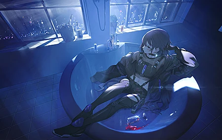 热门浴缸里 美 动漫 女孩 葡萄酒 虚拟 高清壁纸 4087×2291
