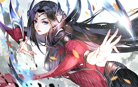 绝美英雄联盟 蓝眼睛 电子游戏 雨 黑发 动漫 女孩 壁纸 3840×2160