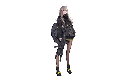 绚丽站立 儿子 动漫 女孩 机关枪 简单背景 白色背景 少女前线 银发 棕色眼睛 壁纸 5000×2800