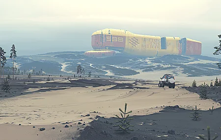 热门风景 未来主义 沙漠 荒漠 越野车 飞船 基站 基地 高清壁纸 4096×2256