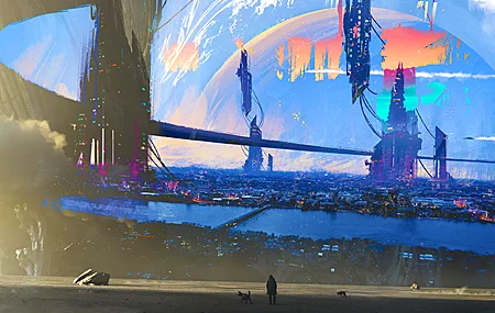 唯美AI艺术 风景 未来主义 星球 加雷 分形 沙漠 城市 未来 高清壁纸 3840×2160