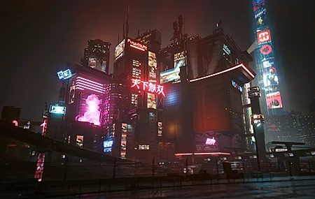 赛博朋克 城市 游戏CG 屏幕截图 城市灯光 投影 红色 4K高清壁纸 3840×2160