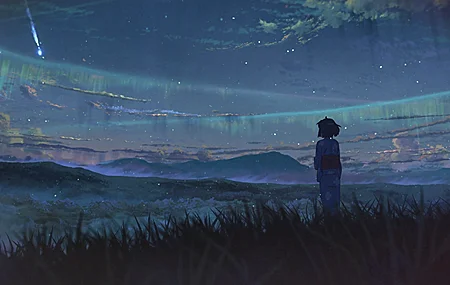 动漫 女孩 天空 星星 你的名字 彗星 流星 陨石 壁纸 3840×2160