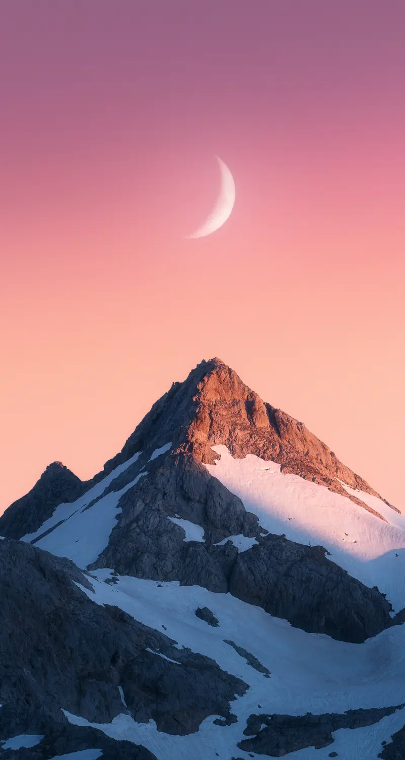 精选巅峰 摄影 山脉 风景 月亮 雪 自然 手机 无水印壁纸 4000×5000
