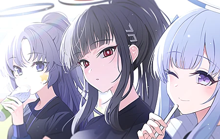 马尾辫 长发 蔚蓝档案 饮料 眨眼 汗水 动漫 女孩 4K高清壁纸 5180×2480
